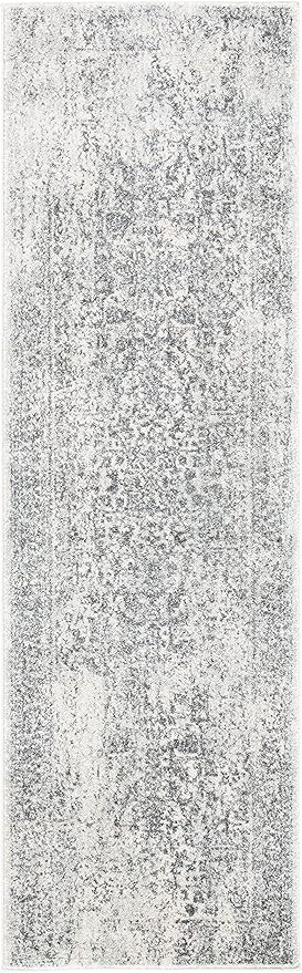 SAFAVIEH Evoke Collection Runner Rug - 2'2" x 13', Ivory & Grey, Distressed Design, Non-Shedding & Easy to Clean, Ideal for Foyer, Bedroom, Kitchen, Hallway (EVK256F)