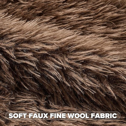 FUTEI Dark Brown Decorative Throw Pillow Covers 18x18 Inch Set of 2,Soft Cozy Faux Fine Wool Textured Cushion Case,Modern Home Luxury Decor for Couch Bed Living Room