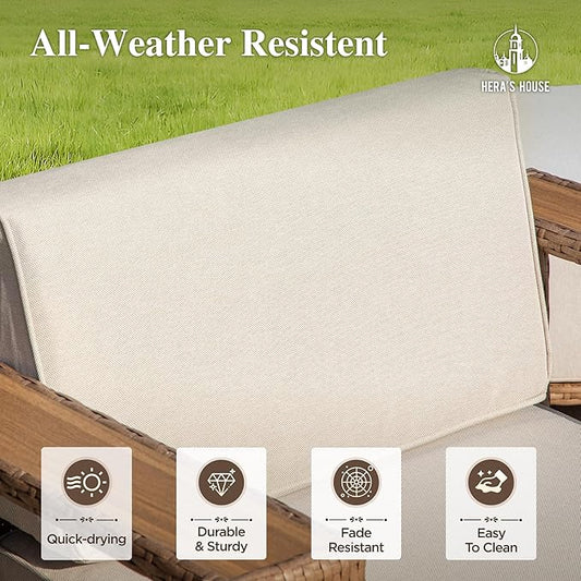 HERA'S HOUSE 2 Pieces Patio Furniture Set, Outdoor Rattan Wicker Armchairs Set of 2, All Weather Patio Conversation Set with 5.3" Widened Armrest, 10" Ultra Thick Comfy Sponge Cushion, Backyard Couch