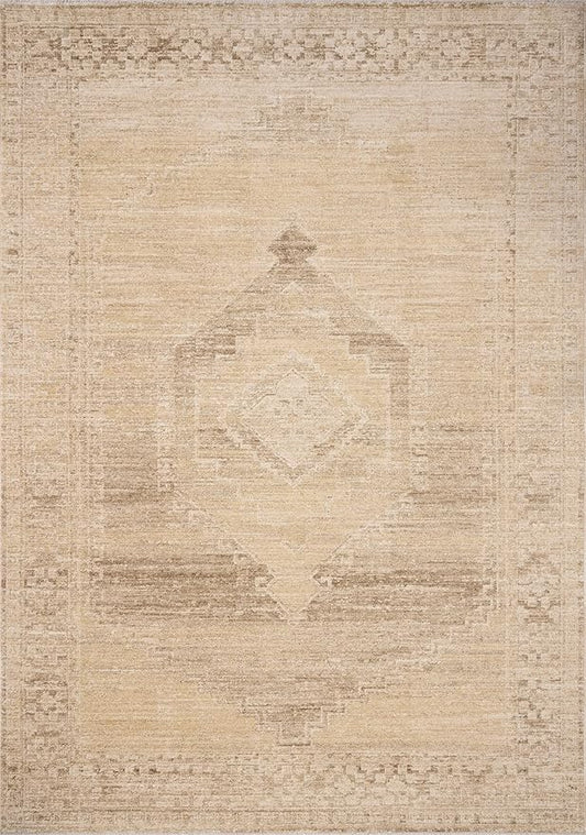 Loloi Chris Loves Julia Palma Collection PLM-07 Wheat/Taupe 2'-7" x 7'-6" Fringe Runner Rug Vintage Style Boho Living Room Bedroom Carpet
