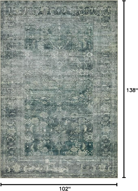 Loloi Magnolia Home by Joanna Gaines Banks Collection BAN-03 Blue/Lagoon 8'-6" x 11'-6", .13" Pile Height, Machine Washable, Area Rug
