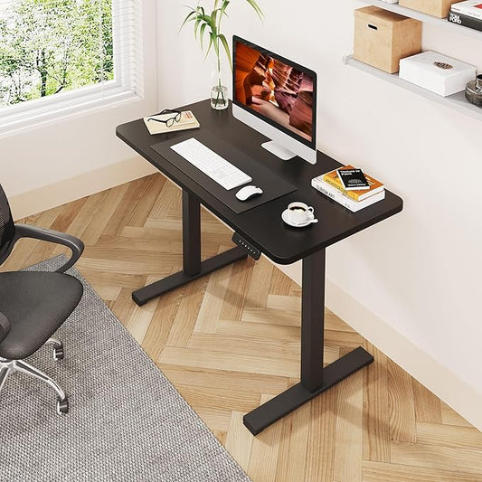 One-Piece Standing Desk 47 x 24 Inches, Small Adjustable Height Desk, Electric Sit Stand Desks Home Office Computer Workstation, Black