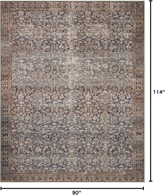 Loloi Amber Lewis Georgie Collection GER-05 Denim/Spice 7'-6" x 9'-6", .19" Pile Height, Area Rug