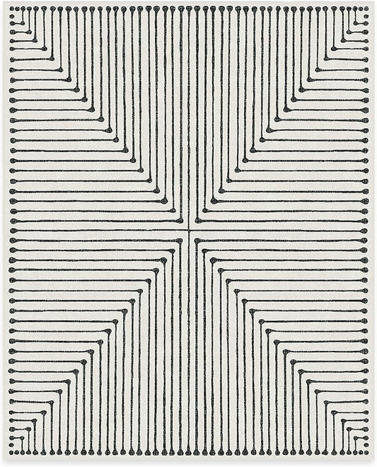 RUGGABLE x Jonathan Adler Machine Washable Modern Area Rug – Inkdrop Black & Ivory 8x10, Stain-Resistant, Non-Slip – Large Rugs for Living Room, Bedroom, Hallway, Entryway & Office–with Cushioned Pad