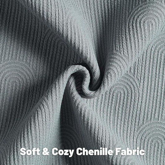FUTEI Dark Grey Chenille Decorative Throw Pillow Covers 22x22 Inch Set of 2,Soft Cozy Striped Geometric Patterns Cushion Case,Modern Home Decor for Couch Bed Living Room
