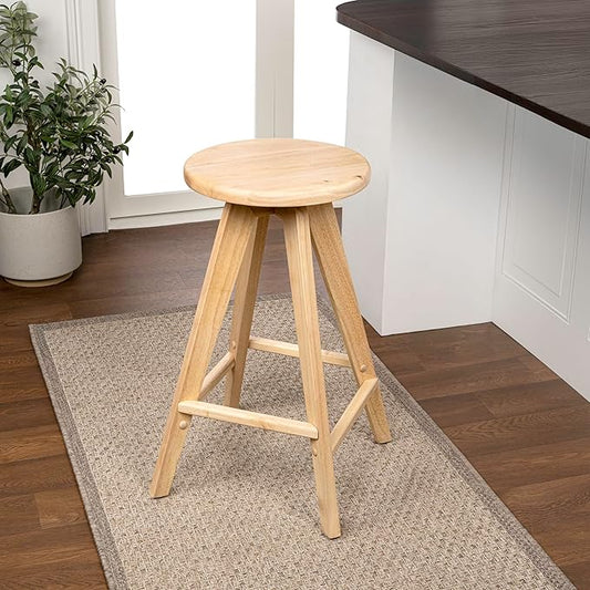JONATHAN Y CSL2001A Ceren 25.5" MidCentury Industrial Round Solid Wood Backless Counter Stool for Home, Kitchen, Dining Room, Workspaces, Cafes and Resturants, Natural