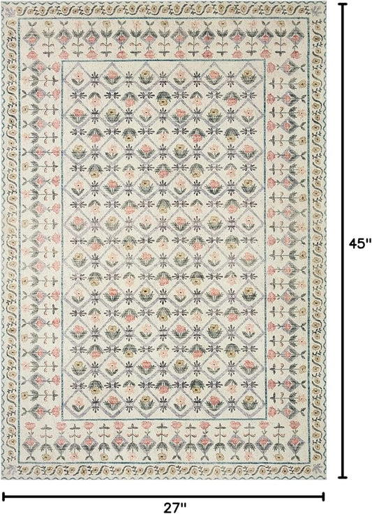 Loloi Rifle Paper Co. Eden Collection EDE-03 Lattice Ivory 2'-3" x 3'-9" Accent Rug feat. CloudPileâ„¢