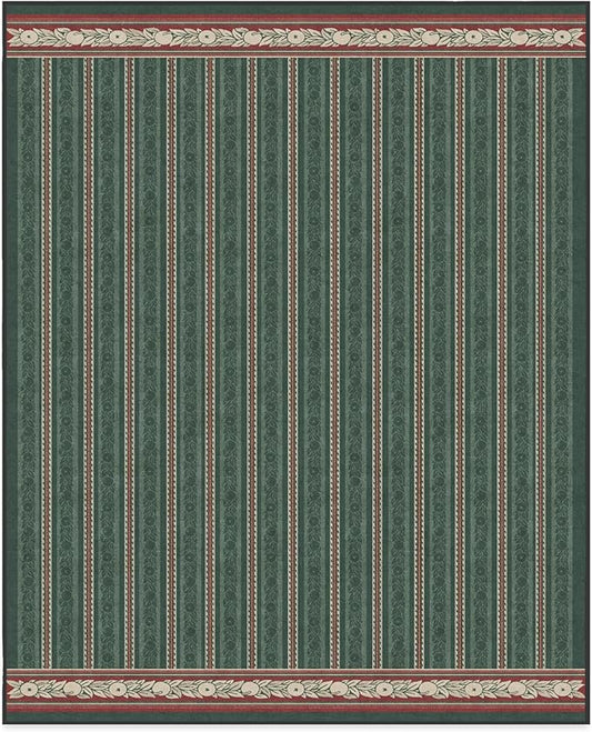 RUGGABLE x Morris & Co Machine Washable Area Rug – Fruit Stripe Spruce Green 8x10, Stain-Resistant, Non-Slip – Large Rugs for Living Room, Bedroom, Hallway, Entryway & Office–with Cushioned Pad