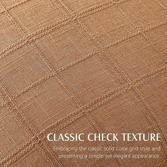 Foindtower Set of 2 Decorative Linen Check Throw Pillow Covers Neutral Farmhouse Vintage Cushion Covers Modern Boho Home Decor for Sofa Chair Couch Bedroom Living Room,20×20 Inch,Brick