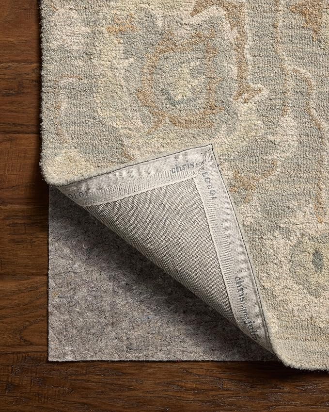 Loloi Chris Loves Julia Dorothea Collection DRT-01 Stone/Multi 7'-9" x 9'-9" Area Rug Wool Neutral Floral Living Room Bedroom Carpet