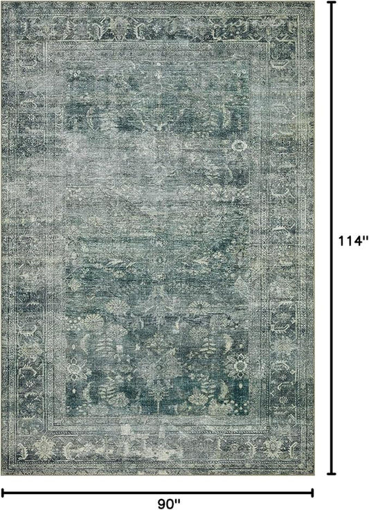 Loloi Magnolia Home by Joanna Gaines Banks Collection BAN-03 Blue/Lagoon 7'-6" x 9'-6", .13" Pile Height, Machine Washable, Area Rug