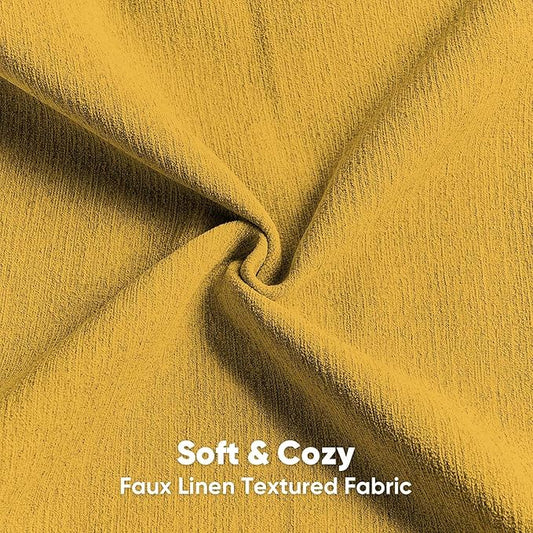 FUTEI Mustard Yellow Chenille Decorative Throw Pillow Covers 18x18 Inch Set of 2,Soft Cozy Faux Linen Textured Cushion Case,Farmhouse Home Decor for Couch Living Room