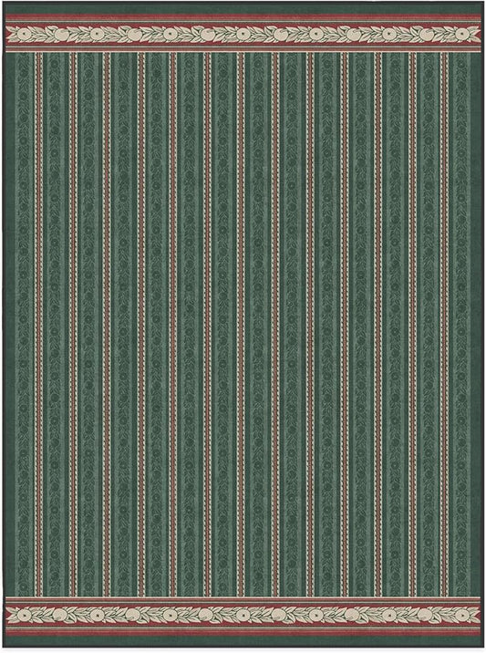 RUGGABLE x Morris & Co Machine Washable Christmas Area Rug– Fruit Stripe Spruce Green 9x12, Stain-Resistant, Non-Slip–Large Rugs for Living Room, Bedroom, Hallway, Entryway & Office–with Standard Pad