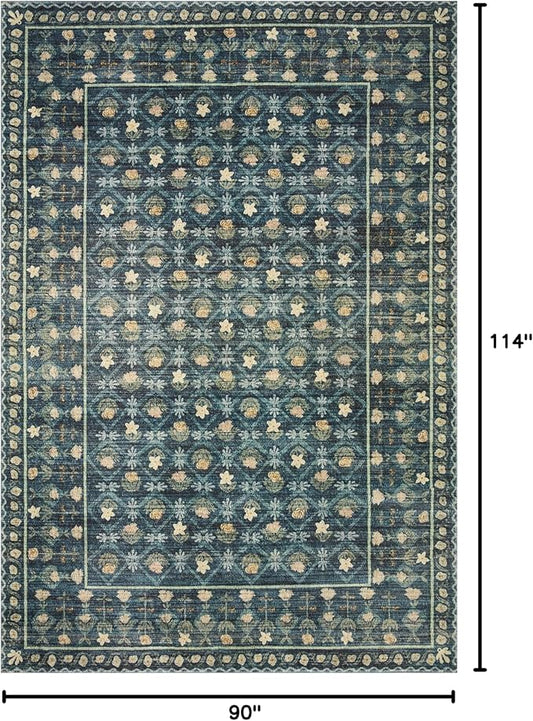 Loloi Rifle Paper Co. Eden Collection EDE-03 Lattice Indigo 7'-6" x 9'-6" Area Rug feat. CloudPileâ„¢