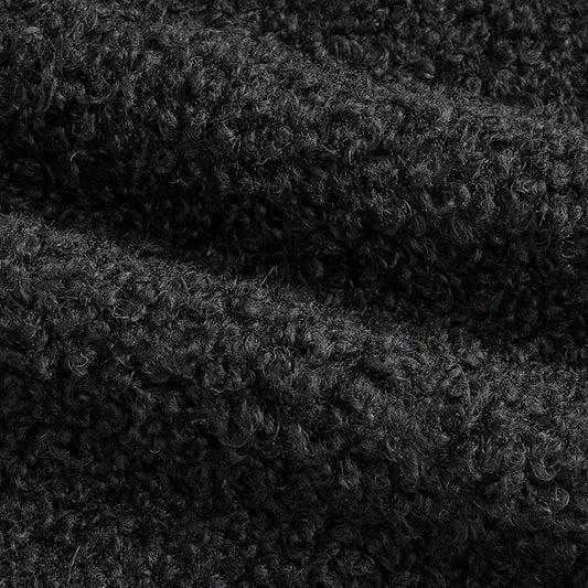 Pack of 2 Curly Teddy Wool Faux Fur Throw Pillow Covers Fuzzy Accent Soft Sherpa Pillowcases Sheepskin Fleece Decorative Cushion Case for Sofa Couch Living Room 22x22 Inch Black