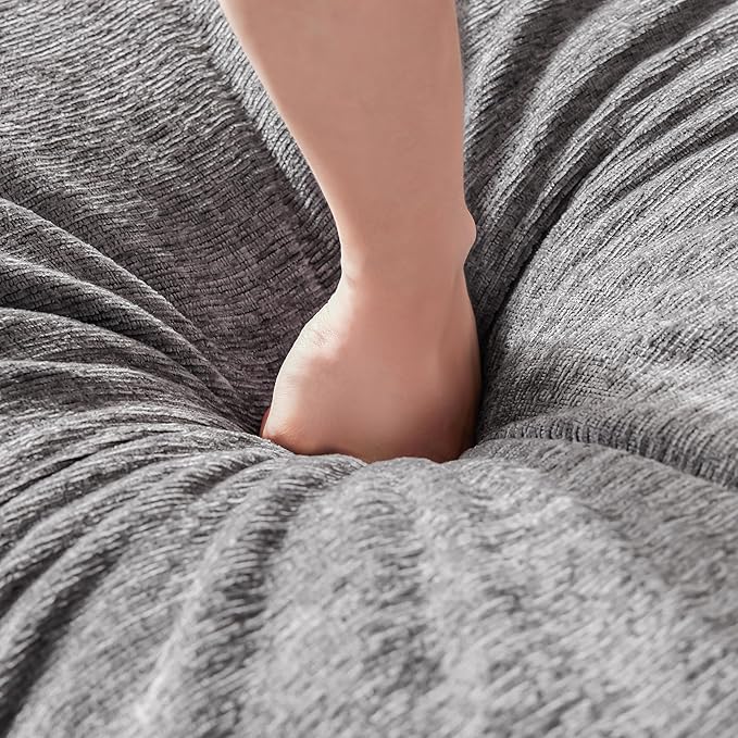 114 Inch Modular Couch Sectionals with Ottoman, Big Comfy Cloud Couches, L Shaped 4 Seat Modular Sectional Sofa, Modern Cloud Sectional Couches for Living Room, Deep Seat Comfy Sofa, Grey