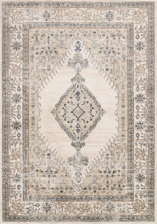 Loloi Teagan Collection TEA-02 Oatmeal/Ivory 11'-6" x 15' Area Rug, Large, Soft Neutral Rug, High-Traffic for Living Room, Bedroom, Home Office, Dining Area