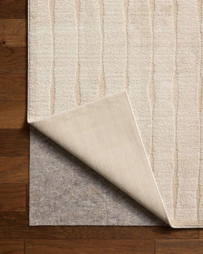 Loloi Chris Loves Julia Calvin Collection CLV-02 Ivory/Oatmeal 6'-3" x 9'-6" Area Rug Checkered Neutral Soft Living Room Bedroom Carpet