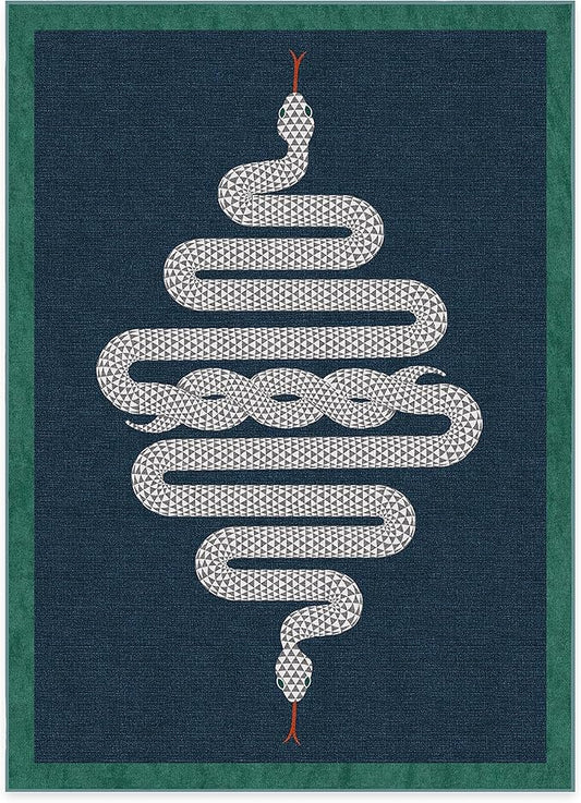 RUGGABLE x Jonathan Adler Machine Washable Modern Area Rug – Venom Sapphire 5x7, Stain-Resistant, Non-Slip – Medium Rugs for Living Room, Bedroom, Hallway, Entryway & Office–with Cushioned Pad