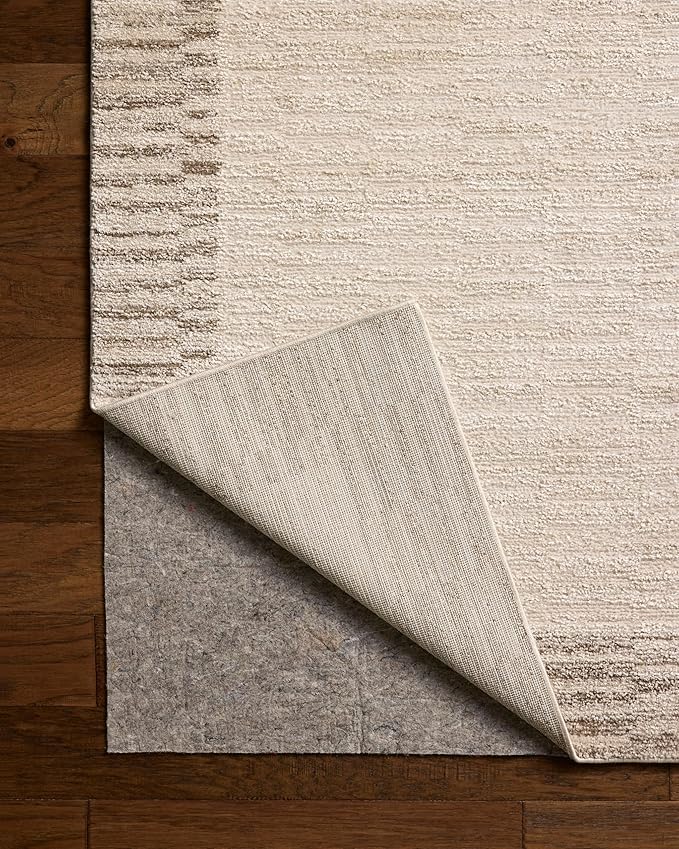 Loloi Chris Loves Julia Calvin Collection CLV-04 Ivory/Pebble 5'-3" x 7'-6" Area Rug Checkered Neutral Soft Living Room Bedroom Carpet