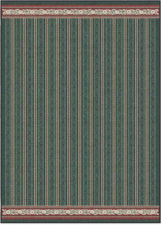 RUGGABLE x Morris & Co Machine Washable Area Rug – Fruit Stripe Spruce Green 10x14, Stain-Resistant, Non-Slip – Large Rugs for Living Room, Bedroom, Hallway, Entryway & Office–with Standard Pad