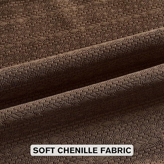 FUTEI Dark Brown Chenille Throw Pillow Covers 18x18 Inch Set of 2,Soft Striped & Diamond Textured Cushion Cases,Modern Home Decor for Couch Living Room