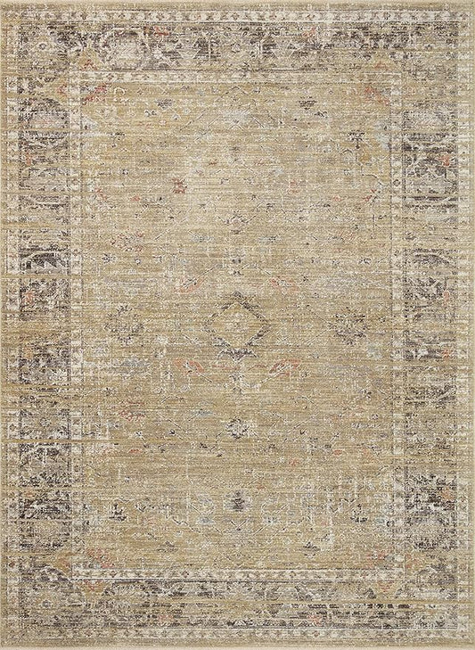 Loloi Magnolia Home by Joanna Gaines Millie Collection MIE-03 Gold/Charcoal 11'-6" x 15'-7", .25" Pile Height, Area Rug