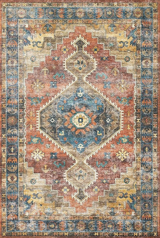 Loloi Skye Collection SKY-11 Rust/Blue 7' x 9' Oval Area Rug