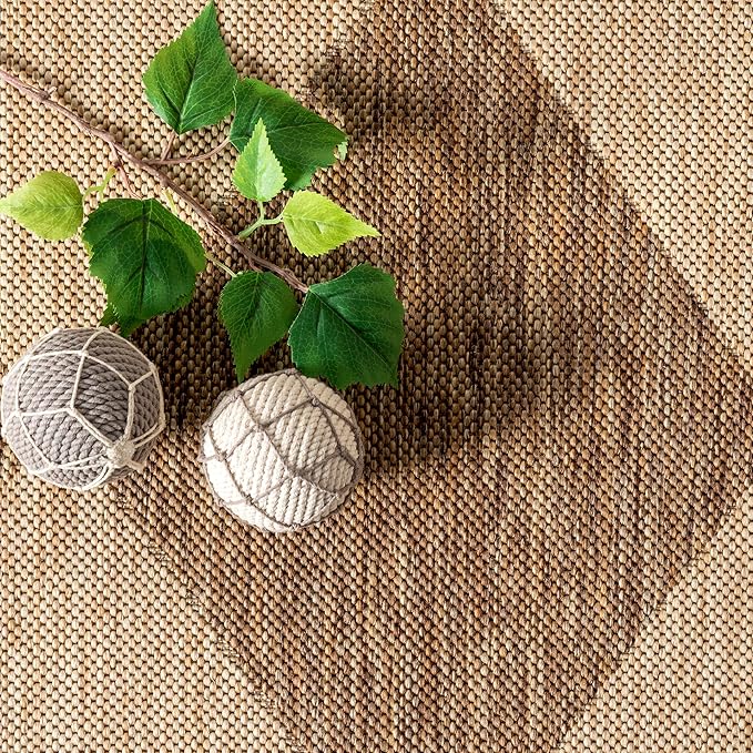 nuLOOM Outdoor Performance Collection Sabina Brown/Ivory, 8' Round, Soft and Cozy, High Traffic, Stain Resistant, Easy Clean, Durable Area Rug for Indoor/Outdoor Patio, Deck, Porch, Garden, Courtyard