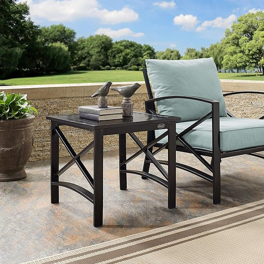 Crosley Furniture Kaplan Weather Resistant Metal Outdoor Side Table for Patio, Deck, Porch, Oiled Bronze