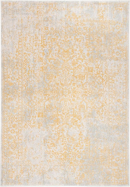 SAFAVIEH Area Rug 9x12 - Evoke Collection - Large - Ivory & Gold, Distressed Design, Non-Shedding & Easy to Clean, Ideal for Living Room, Bedroom, Dining Space (EVK256B)