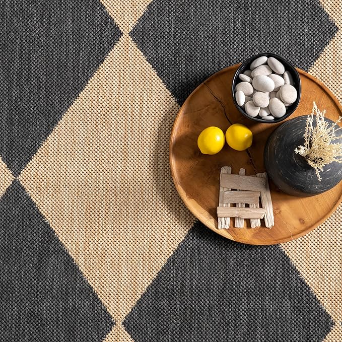 nuLOOM 8' Round Outdoor Performance Area Rug, Stain Resistant, Weather Resistant, High Traffic, Patio, Balcony, Outside, Sabina Dark Grey