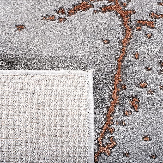 SAFAVIEH Craft Collection Area Rug - 10' Square, Grey & Orange, Modern Abstract Marble Pattern Design, Non-Shedding & Easy Care, Ideal for High Traffic Areas in Living Room, Bedroom (CFT877P)