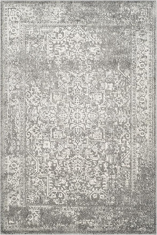 SAFAVIEH Evoke Collection 4' x 6' Grey/Ivory EVK256D Oriental Distressed Non-Shedding Living Room Bedroom Accent Rug