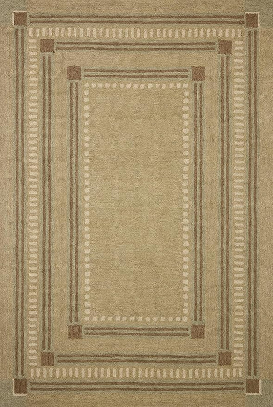 Loloi Chris Loves Julia Alfie Collection ALF-04 Green/Natural 2'-3" x 3'-9" Accent Rug Wool Neutral Living Bedroom Dining Carpet