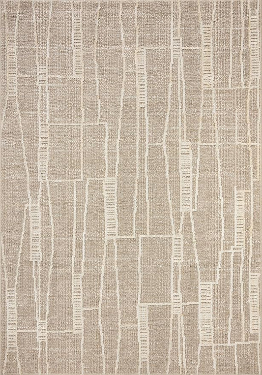 Loloi Amber Lewis Bexley Collection BEX-05 Mushroom/Natural 6'-6" x 9'-3" Area Rug Neutral, Textured, Living, Bedroom, Dining, Carpet