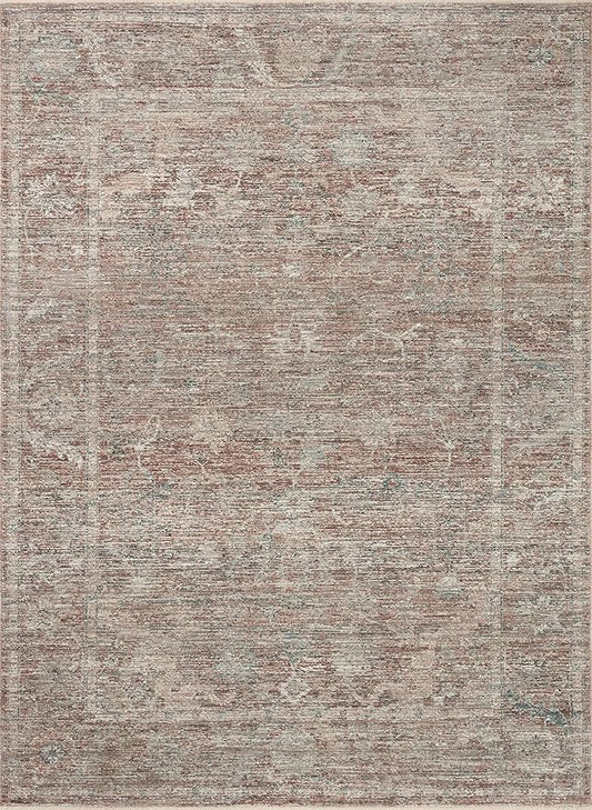 Loloi Magnolia Home by Joanna Gaines Millie Collection MIE-04 Brick/Fog 3'-6" x 5'-6", .25" Pile Height, Accent Rug