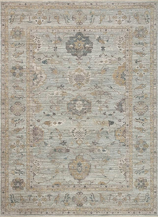 Loloi Magnolia Home by Joanna Gaines Millie Collection MIE-02 Sky/Gold 2'-7" x 10'-0", .25" Pile Height, Runner Rug