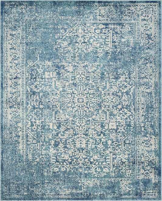 SAFAVIEH Evoke Collection 12' x 18' Blue/Ivory EVK256C Oriental Distressed Non-Shedding Living Room Bedroom Dining Home Office Area Rug