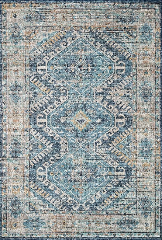 Loloi II Skye Collection SKY-03 Denim/Natural 3'-6" x 5'-6" Accent Rug