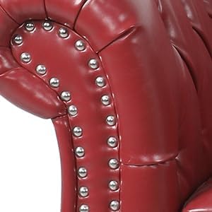 Chesterfield Loveseat Sofa, Modern Leather Small Sofa Couch 2 Seater with Rolled Arms and Nailhead, Mid Century Modern Loveseat Couch for Small Spaces Living Room Bedroom Apartment, Claret
