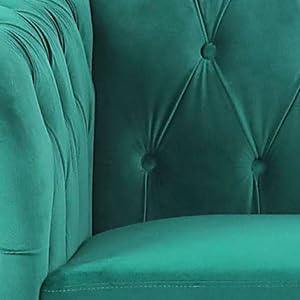 Chesterfield 3 Seater Sofa, Modern Velvet Tufted Couch 3 Seater with Rolled Arms and Nailhead Mid-Century Upholstered Couch for Living Room, Bedroom, Apartment and Office, Green
