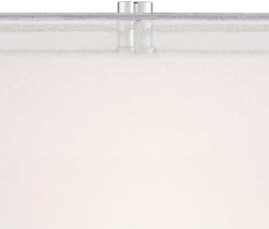 Possini Euro Design Proxima Modern Table Lamp with White Marble Riser 28" Tall Chrome Silver Metal Double Rectangular Shades Decor for Bedroom Living Room Nightstand Bedside Office Kids Room