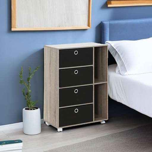 FURINNO Andrey Multipurpose Storage Cabinet, French Oak Grey/Black