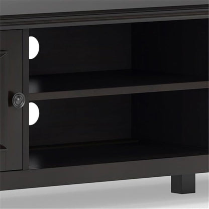SIMPLIHOME Amherst 72-inch Wide Solid Wood Low TV Stand in Hickory Brown, Transitional-Style Media Console for Living Room with Cable Management, Fits 80" TVs