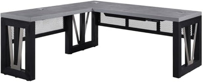 NBF Reversible L-Shaped Executive Office Desk - Height Adjustable Electric Standing Computer Desk with Steel Frame - Modern Desk with Grommet Holes - 78" D x 49.5" H Work Desk for Home (Black, Tan)