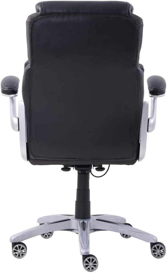 NBF Avanti Faux Leather Executive Office Chair Desk Chair - Ergonomic Chairs with Flip Arms - Modern Office Chair with Iridescent Silver Finish - Lumbar Support Chair (Gray)