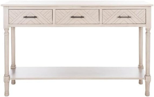 SAFAVIEH Home Collection Peyton Greige 3-Drawer Lower Shelf Console Table CNS5705D