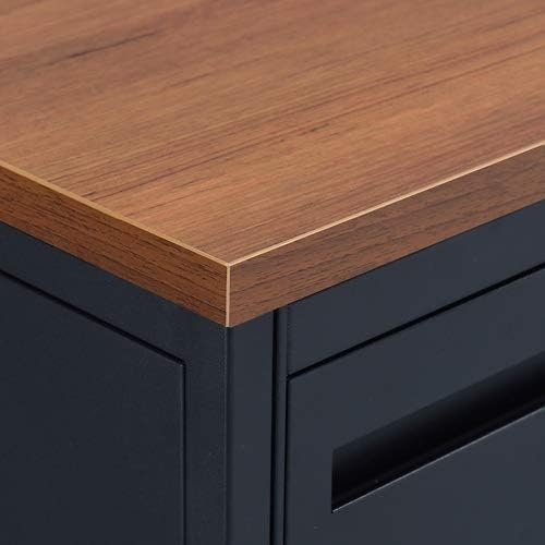 nbf signature series Modern L-Shaped Reversible Executive Office Desk - Black, Maple - 66" W x 78" D - Computer Desk with 4 Lockable Drawers - Home Office