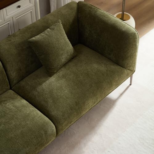 83" Mid-Century Modern Couch, Breathable Fabric Couch with Upholstered Cushions/Pillows, 3-Seat Sofas & Couches, for Living Room/Bedroom/Lobby/officee (Green)